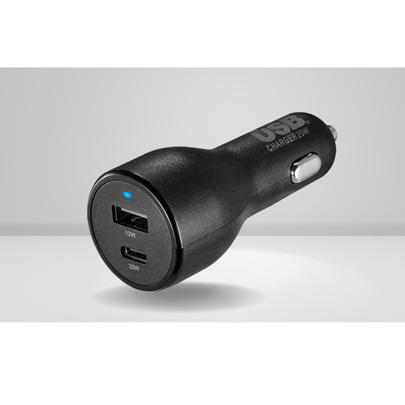 Best Buy essentials™ - 32 W Vehicle Charger with 1 USB-C & 1 USB Port - Black - Picture 4 of 8